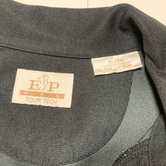 EP PRO Golf Sleeveless Polo Shirt Easy Care Poly Black with Pale Yellow Trim XL - Picture 6 of 11